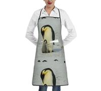 Poadnly Pinguino madre e pinguino cucciolo, Grembiuli da cucina con tasche, grembiule da cuoco impermeabile regolabile