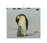 Poadnly Pinguino madre e pinguino cucciolo, Tappetini scolapiatti assorbenti, Tappetino scolapiatti per il bancone della cucina 41x46 cm
