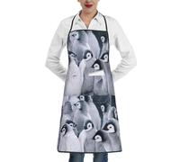 Poadnly Pinguino nella neve, Grembiuli da cucina con tasche, grembiule da cuoco impermeabile regolabile