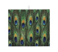 Poadnly Piume di coda di pavone, Tappetini scolapiatti assorbenti, Tappetino scolapiatti per il bancone della cucina 41x46 cm