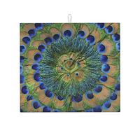 Poadnly Piume di pavone alla moda, Tappetini scolapiatti assorbenti, Tappetino scolapiatti per il bancone della cucina 41x46 cm