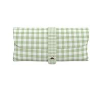 Poadnly Plaid in lino verde salvia, Custodia morbida per occhiali, custodia portatile per occhiali, custodia antigraffio per occhiali