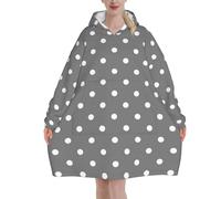 Poadnly Pois bianchi grigi,Felpa con cappuccio oversize da donna, felpa con cappuccio, coperta in flanella