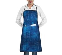 Poadnly Programmatore Codice Binario Blu, Grembiuli da cucina con tasche, grembiule da cuoco impermeabile regolabile