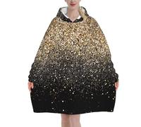 Poadnly Puntini neri e glitter dorati,Felpa con cappuccio oversize da donna, felpa con cappuccio, coperta in flanella