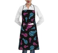 Poadnly Punto interrogativo al neon senza soluzione di continuità, Grembiuli da cucina con tasche, grembiule da cuoco impermeabile regolabile
