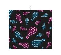 Poadnly Punto interrogativo al neon senza soluzione di continuità, Tappetini scolapiatti assorbenti, Tappetino scolapiatti per il bancone della cucina 41x46 cm