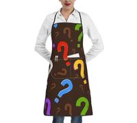 Poadnly Punto interrogativo colorato, Grembiuli da cucina con tasche, grembiule da cuoco impermeabile regolabile