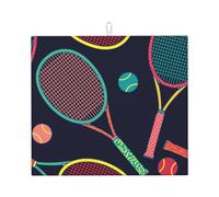 Poadnly Racchetta colorata e pallina da tennis, Tappetini scolapiatti assorbenti, Tappetino scolapiatti per il bancone della cucina 41x46 cm