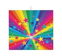 Poadnly Raggi di coriandoli arcobaleno e stelle, Tappetini scolapiatti assorbenti, Tappetino scolapiatti per il bancone della cucina 41x46 cm