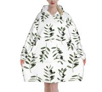 Poadnly Ramo d'ulivo in stile acquerello natura,Felpa con cappuccio oversize da donna, felpa con cappuccio, coperta in flanella