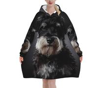 Poadnly Ritratto di Schnauzer grigio scuro,Felpa con cappuccio oversize da donna, felpa con cappuccio, coperta in flanella