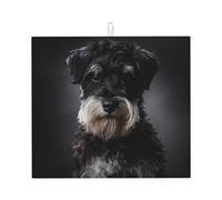 Poadnly Ritratto di Schnauzer grigio scuro, Tappetini scolapiatti assorbenti, Tappetino scolapiatti per il bancone della cucina 41x46 cm