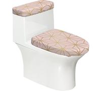 Poadnly Rosa Cipria Metallizzato astrale Oro,Set di 2 Copri Coperchio per WC riutilizzabili, Resistenti alla Polvere e agli Schizzi, Ideali per Il Bagno.