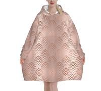 Poadnly Rosa, grigio rame, conchiglie art déco, squame,Felpa con cappuccio oversize da donna, felpa con cappuccio, coperta in flanella