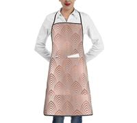 Poadnly Rosa, grigio rame, conchiglie art déco, squame, Grembiuli da cucina con tasche, grembiule da cuoco impermeabile regolabile