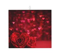 Poadnly Rosa rossa stampata, Tappetini scolapiatti assorbenti, Tappetino scolapiatti per il bancone della cucina 41x46 cm