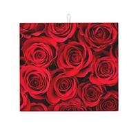 Poadnly Rosa rossa, Tappetini scolapiatti assorbenti, Tappetino scolapiatti per il bancone della cucina 41x46 cm
