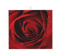 Poadnly Rosa rossa, Tappetini scolapiatti assorbenti, Tappetino scolapiatti per il bancone della cucina 41x46 cm
