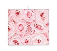 Poadnly Rose fresche rosa stampate, Tappetini scolapiatti assorbenti, Tappetino scolapiatti per il bancone della cucina 41x46 cm