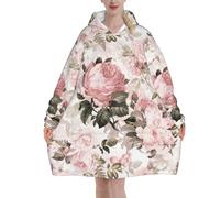 Poadnly Rose rosa seppia vintage shabby chic,Felpa con cappuccio oversize da donna, felpa con cappuccio, coperta in flanella