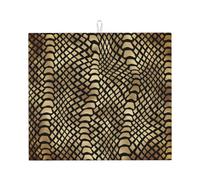 Poadnly Safari Africano Nero Oro Pitone Pelle Animale Seppia, Tappetini scolapiatti assorbenti, Tappetino scolapiatti per il bancone della cucina 41x46 cm