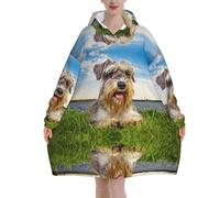 Poadnly Schnauzer Lawn Pets Cani grigi Chnauzer,Felpa con cappuccio oversize da donna, felpa con cappuccio, coperta in flanella