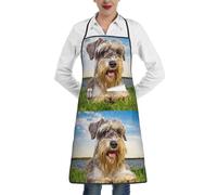 Poadnly Schnauzer Lawn Pets Cani grigi Chnauzer, Grembiuli da cucina con tasche, grembiule da cuoco impermeabile regolabile