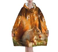 Poadnly Scoiattolo carino che mangia noci,Felpa con cappuccio oversize da donna, felpa con cappuccio, coperta in flanella