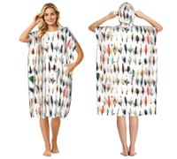 Poadnly Selezione di mosche tradizionali per la pesca alla trota (White Fish), Telo mare con cappuccio per adulti 90 x 110 cm, accappatoio spogliatoio, poncho da surf per uomo e donna