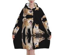 Poadnly Shiba Inu Akita Inu,Felpa con cappuccio oversize da donna, felpa con cappuccio, coperta in flanella