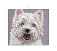 Poadnly Simpatico cane West Highland Terrier stampato, Tappetini scolapiatti assorbenti, Tappetino scolapiatti per il bancone della cucina 41x46 cm