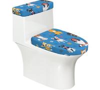 Poadnly Simpatico Disegno di Un Cane Labrador,Set di 2 Copri Coperchio per WC riutilizzabili, Resistenti alla Polvere e agli Schizzi, Ideali per Il Bagno.