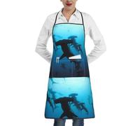 Poadnly Squali martello stampati, Grembiuli da cucina con tasche, grembiule da cuoco impermeabile regolabile