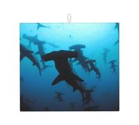 Poadnly Squali martello stampati, Tappetini scolapiatti assorbenti, Tappetino scolapiatti per il bancone della cucina 41x46 cm