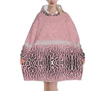 Poadnly Stampa animalier leopardata rosa chic e femminile con glitter,Felpa con cappuccio oversize da donna, felpa con cappuccio, coperta in flanella