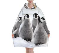 Poadnly Stampa del pinguino imperatore,Felpa con cappuccio oversize da donna, felpa con cappuccio, coperta in flanella