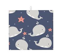 Poadnly Stampa di balena dei cartoni animati, Tappetini scolapiatti assorbenti, Tappetino scolapiatti per il bancone della cucina 41x46 cm