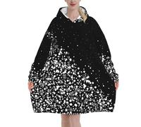 Poadnly Stampa glitter bianco nero,Felpa con cappuccio oversize da donna, felpa con cappuccio, coperta in flanella