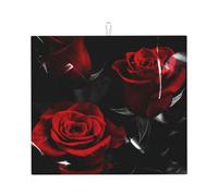Poadnly Stampa rosa rossa, Tappetini scolapiatti assorbenti, Tappetino scolapiatti per il bancone della cucina 41x46 cm