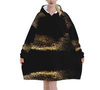 Poadnly Stampa sabbia nera oro,Felpa con cappuccio oversize da donna, felpa con cappuccio, coperta in flanella