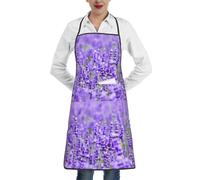 Poadnly Stampato viola lavanda, Grembiuli da cucina con tasche, grembiule da cuoco impermeabile regolabile