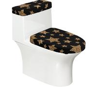 Poadnly Stelle Brillanti d'oro e di Bronzo,Set di 2 Copri Coperchio per WC riutilizzabili, Resistenti alla Polvere e agli Schizzi, Ideali per Il Bagno.