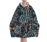 Poadnly Succulente fresche stampate,Felpa con cappuccio oversize da donna, felpa con cappuccio, coperta in flanella