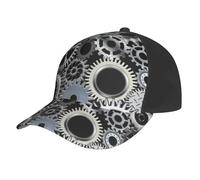 Poadnly Tecnologia di Rendering di Ingranaggi Metallici Arte Digitale,Cappellino da Baseball Regolabile, Classico, da papà, da Camionista