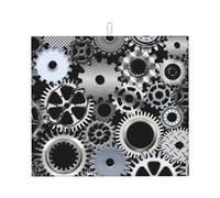 Poadnly Tecnologia di rendering di ingranaggi metallici Arte digitale, Tappetini scolapiatti assorbenti, Tappetino scolapiatti per il bancone della cucina 41x46 cm