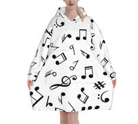 Poadnly Tema musicale stampato,Felpa con cappuccio oversize da donna, felpa con cappuccio, coperta in flanella