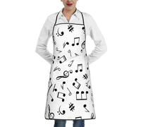 Poadnly Tema musicale stampato, Grembiuli da cucina con tasche, grembiule da cuoco impermeabile regolabile