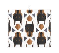 Poadnly Testa di Doberman con motivo poligonale, Tappetini scolapiatti assorbenti, Tappetino scolapiatti per il bancone della cucina 41x46 cm