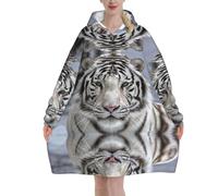 Poadnly Tigre bianca invernale,Felpa con cappuccio oversize da donna, felpa con cappuccio, coperta in flanella